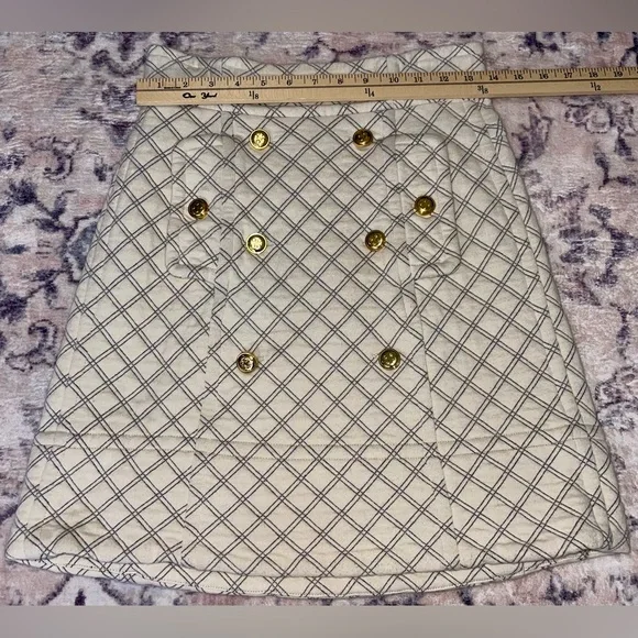 Marc by Marc Jacobs Quilted Plaid Skirt in Cornsilk Size Small Cream / Blue - Picture 3 of 7